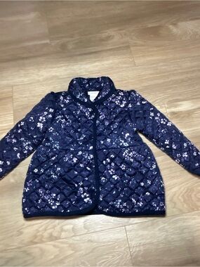 Joe Fresh Navy Quilted Floral Puffer Jacket